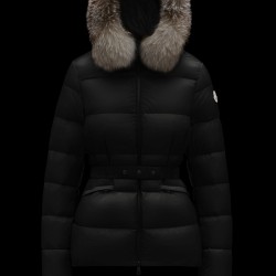 2022 MONCLER Boed Fur Collar Short Down Jacket Womens Waist Down Puffer Coat Winter Outerwear Black