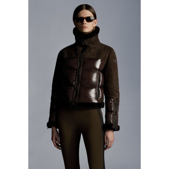 2022 Moncle Epiaire Short Down Jacket Women Down Puffer Coat Winter Outerwear Dark Brown