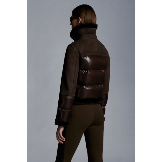 2022 Moncle Epiaire Short Down Jacket Women Down Puffer Coat Winter Outerwear Dark Brown