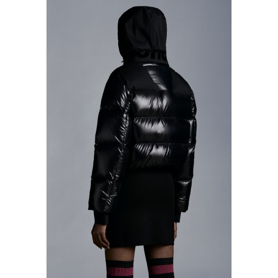 2022 Moncle Jasione Short Down Jacket Women Down Puffer Coat Winter Outerwear Black