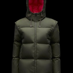 2022 Moncler Asaret Short Hooded Down Jacket Women Down Puffer Coat Winter Outerwear Dark Army Green