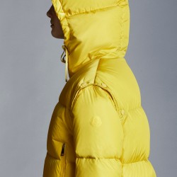 2022 Moncler Asaret Short Hooded Down Jacket Women Down Puffer Coat Winter Outerwear Yellow