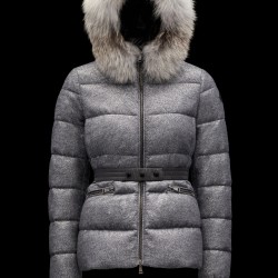 2022 Moncler Cardamine Fur Collar Short Down Jacket Women Down Puffer Coat Winter Outerwear Silver