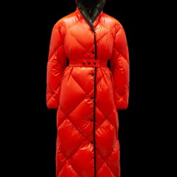 2022 Moncler Cotonniere Parka Long Down Jacket Women Waist Down Puffer Coat Winter Outerwear Bright Orange