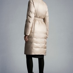 2022 Moncler Ecbalie Parka Hooded Long Down Jacket Women Down Puffer Coat Winter Outerwear Sand Beige