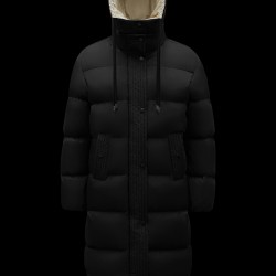 2022 Moncler Erysimum Parka Hooded Long Down Jacket Women Down Puffer Coat Winter Outerwear Black