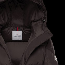 2022 Moncler Feuille Parka Hooded Long Down Jacket Women Down Puffer Coat Winter Outerwear Dark Gray