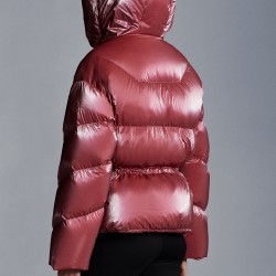 2022 Moncler Frele Short Hooded Down Jacket Women Down Puffer Coat Winter Outerwear Cherry Pink