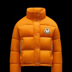 8 MONCLER PALM ANGELS Antora Short Down Jacket Womens Down Puffer Coat Winter Outerwear Orange