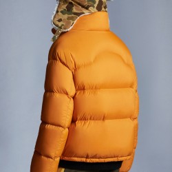 8 MONCLER PALM ANGELS Antora Short Down Jacket Womens Down Puffer Coat Winter Outerwear Orange