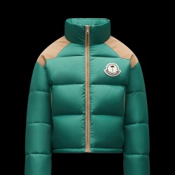 8 MONCLER PALM ANGELS Kelsey Short Down Jacket Womens Down Puffer Coat Winter Outerwear Forest Green