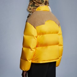 8 MONCLER PALM ANGELS Kelsey Short Down Jacket Womens Down Puffer Coat Winter Outerwear Mustard Yellow