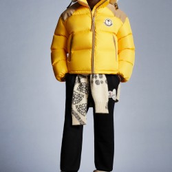 8 MONCLER PALM ANGELS Kelsey Short Down Jacket Womens Down Puffer Coat Winter Outerwear Mustard Yellow