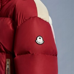 8 MONCLER PALM ANGELS Panamint Short Down Jacket Womens Down Puffer Coat Winter Outerwear Burgundy Red
