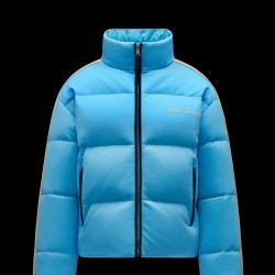 8 MONCLER PALM ANGELS Rodman Short Down Jacket Womens Down Puffer Coat Winter Outerwear Blue