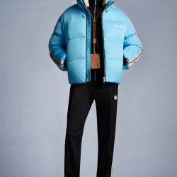 8 MONCLER PALM ANGELS Rodman Short Down Jacket Womens Down Puffer Coat Winter Outerwear Blue