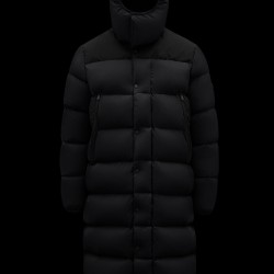 MONCLER Hanss Long Down Jacket Mens Hooded Puffer Down Coat Winter Outerwear Black