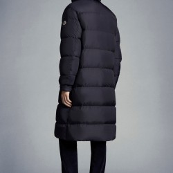 MONCLER Harel Long Down Jacket Mens Hooded Puffer Down Coat Winter Outerwear Reversible Electric Blue
