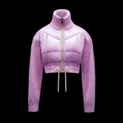Moncler GRENOBLE Women Down Jackets Short Casual Style Nylon Long Sleeves Plain Logo Cropped Pink
