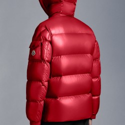 2022 Moncler Ecrins Short Down Jacket Mens Winter Hooded Puffer Down Coat Outerwear Scarlet Red