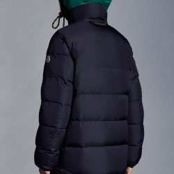 2022 Moncler Etievant Short Down Jacket Hooded Mens Down Puffer Coat Reversible Winter Outerwear Night Blue