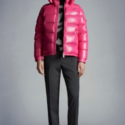 Moncler Maya Short Quilted Down Jacket Mens Hooded Puffer Coat Winter Outwear Pink