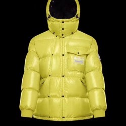 Moncler Anthermy Fragment Down Puffer Jacket Mens Hooded Down Coat Outwear Yellow 