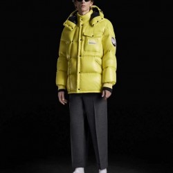 Moncler Anthermy Fragment Down Puffer Jacket Mens Hooded Down Coat Outwear Yellow 