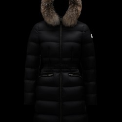 Moncler Down Jacket Women Long Coat Winter Ourtwear With Fur Collar Hat Fulmarus Black  