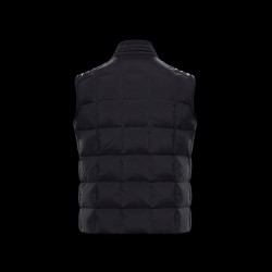 Moncler Gilet Quilted Down Vest For Men Zip Up Sleeveless Down Waistcoat Black  
