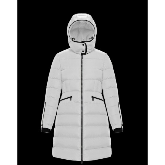 Moncler Hooded Down Jacket Women Long Down Coat Winter Ourtwear White 
