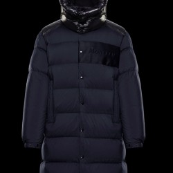 Moncler Hooded Down Puffer Jacket Mens Long Down Parka Winter Coat Dark Blue 