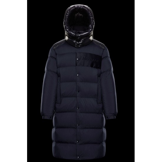 Moncler Hooded Down Puffer Jacket Mens Long Down Parka Winter Coat Dark Blue 